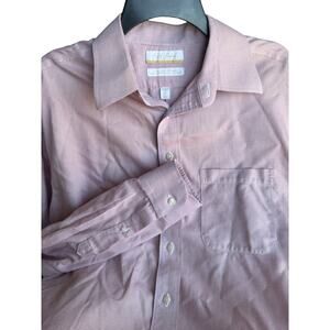 Gold Label Roundtree & Yorke Men’s Dress Shirt (Large) Pink Micro Check Non-Iron
